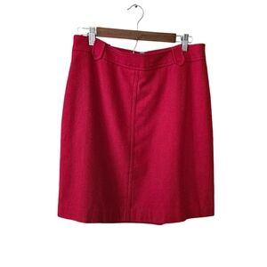 TALBOTS CAREER  RED WOOL BLENDED KNEE LENGTH LINED STRAIGHT SKIRT  SIZE 10